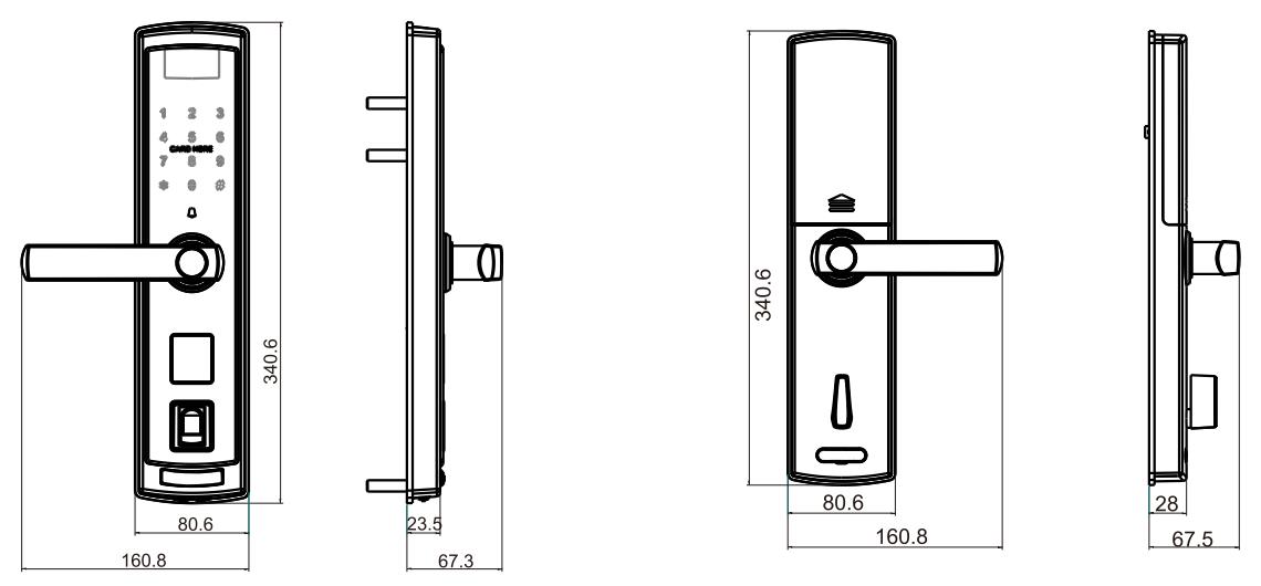 dimension of smart resident lock 138BIO