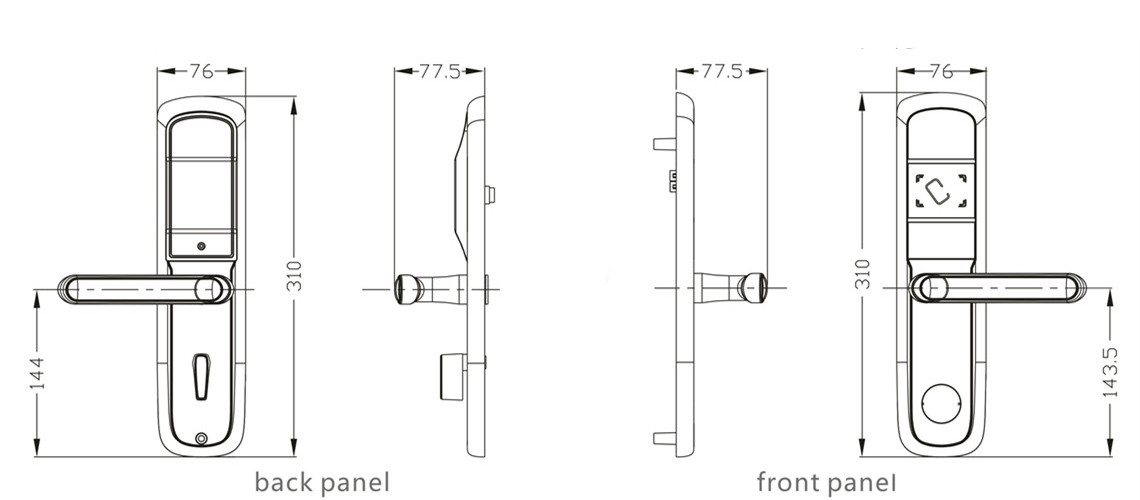 dimension of model J155 low lost hotel lock