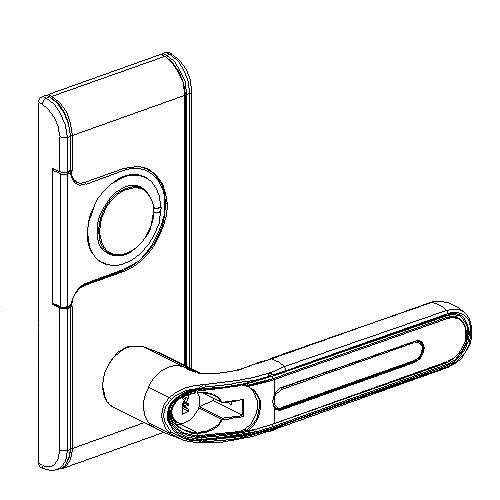 hidden cylinder inside lever of LEL2 single latch electronic lock with electronic deadbolt