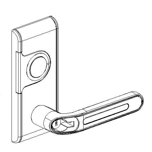 hidden cylinder inside lever of LEL2 single latch electronic lock with electronic deadbolt