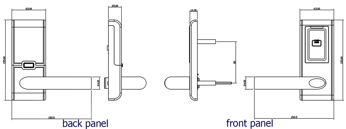 LEL2 hotel lock, DIY lock SS finish dimension