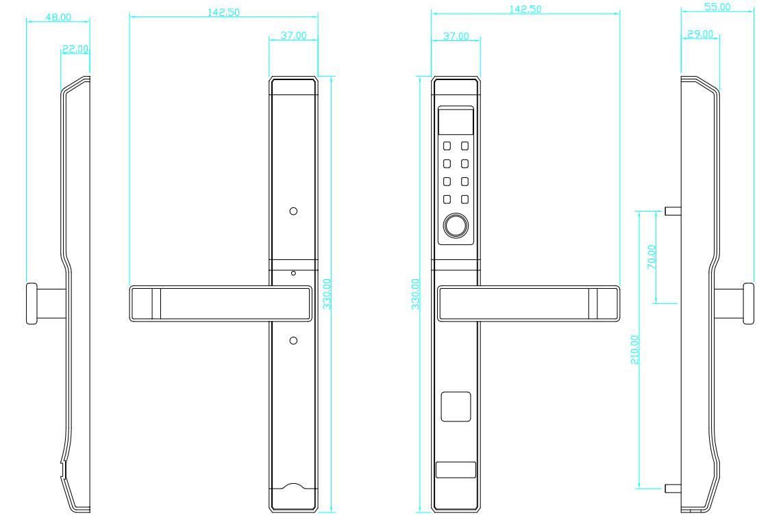 SUS304 biometric lock X33 dimension