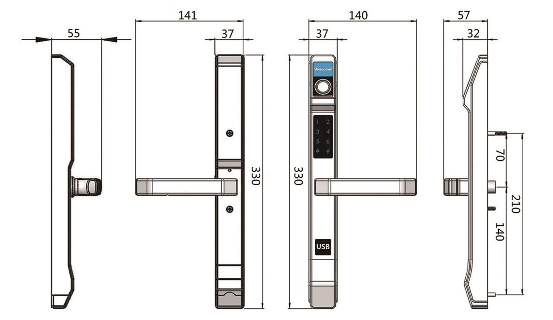 SS water-resistant smart lock X8