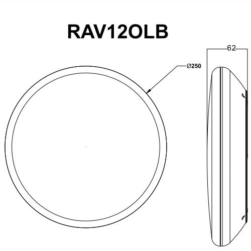 size of size of RAVOLB series radar sensor led ceiling light