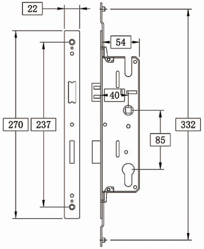 mortise4085-270 European multipoint for Side Hung Door