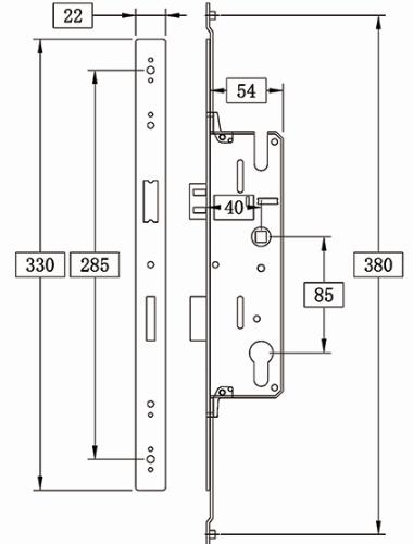 mortise4085-330 European multipoint for Side Hung Door