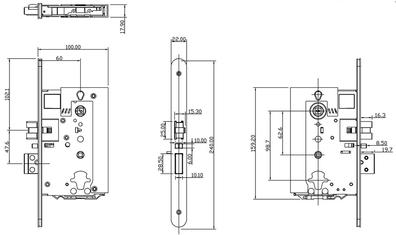 ANSI mortise m3 60mm backset