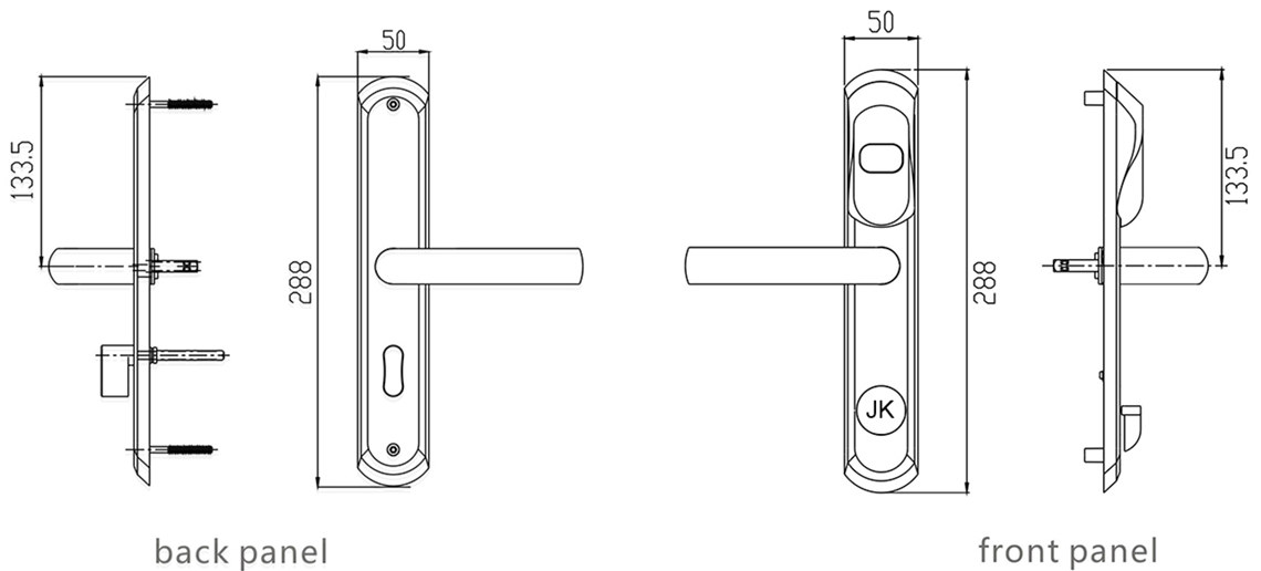 dimension of model n3 slim hotel card lock